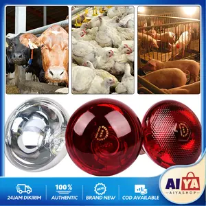 Lampu Penghangat Hewan Lampu Pemanas Infrared 100W 150W Tahan Air Untuk Anak Ayam Babi Sapi Kambing Anjing Kucing