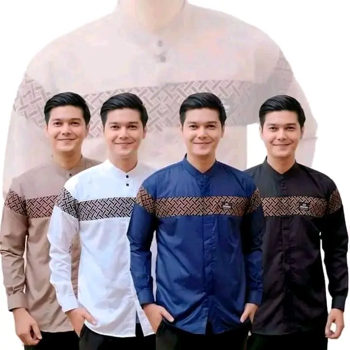 kemeja koko kemko kobata elegant stylish baju moslem Panjang Kurta Pria Muslim