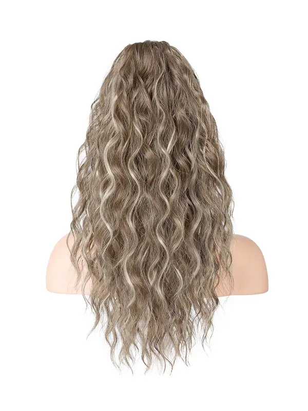 18 Inch Long Curly Wavy Blonde Ponytail Extension, Gorgeous Fluffy Synthetic Ponytail Extension, Synthetic Claw Clip in Ponytail Hairpiece for Party & Daily Use, Hair Extensions, Synthetichair 6