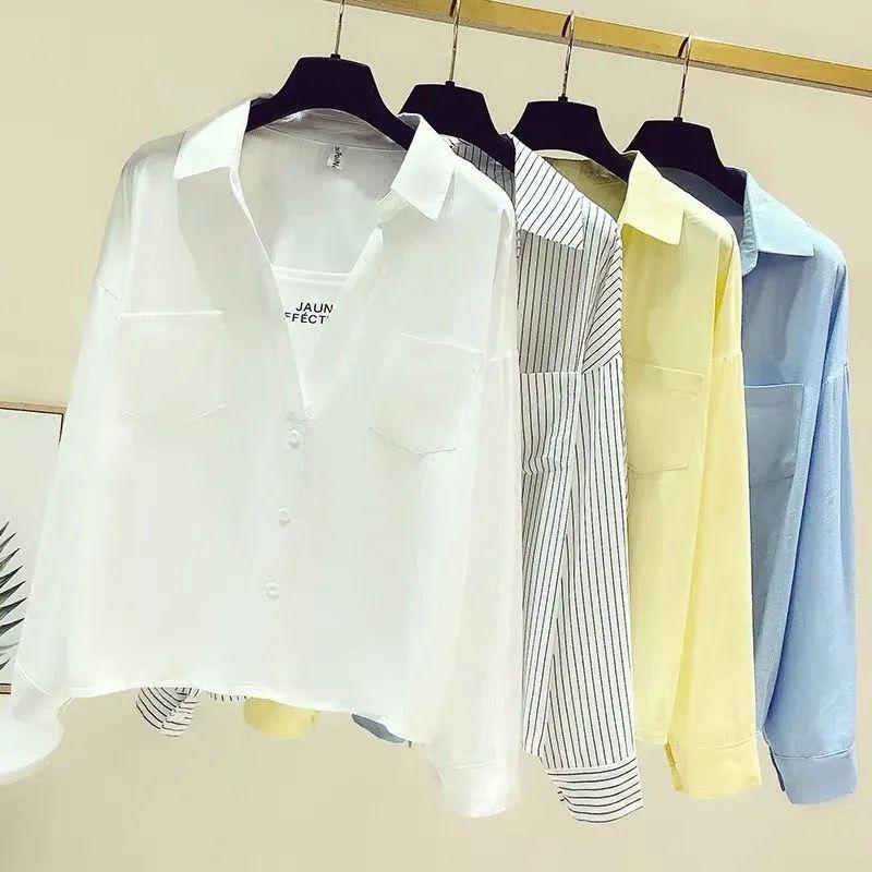 Design White Younger Shirt Long Sleeve Women's Spring and Autumn 2023 New Korean Style Loose False Two Pieces All-Matching Top 4
