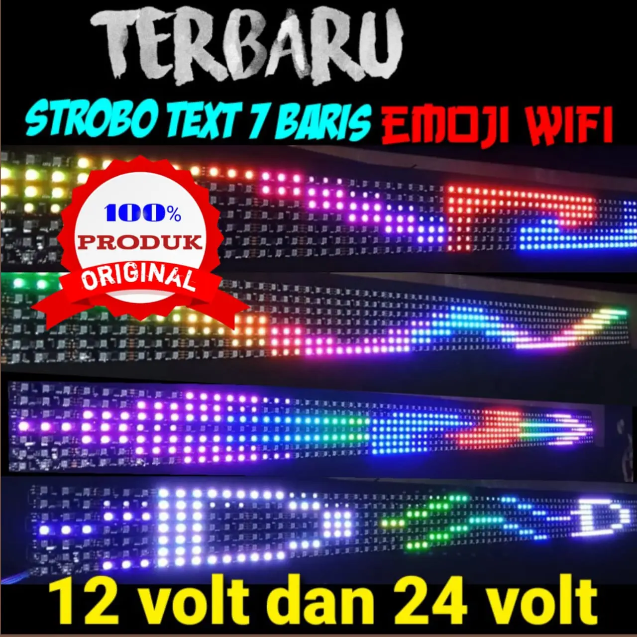 Lampu LED variasi mobil  RUNNING TEXS 7 baris EMOJI BISA GANTI TEXS VIA Hp 12/24 volt car kendaraan