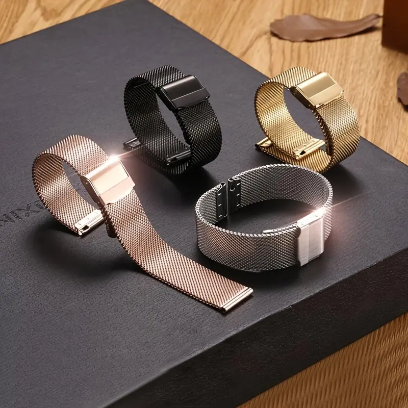 8mm 10mm 12mm 14mm 15mm 16mm 20mm 24mm Stainless Steel Watch Strap Straight End Bracelet Mesh Buckle Milanese Loop Band