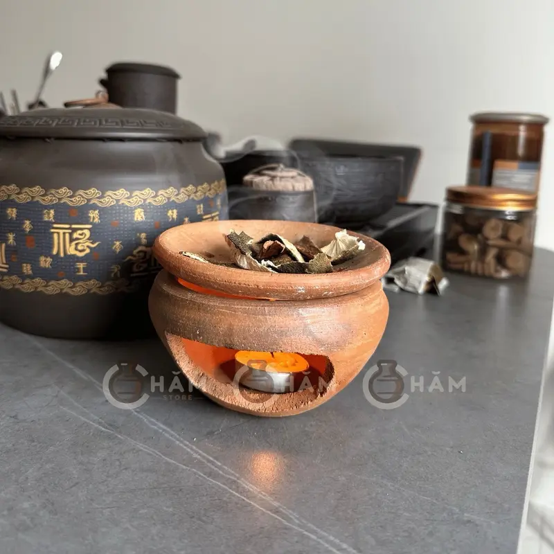 Bếp Xông Thảo Mộc, Bếp Đốt Bồ Kết, Gốm Đất Nung Chăm Bàu Trúc Chịu Nhiệt Tốt, Siêu Bền 3