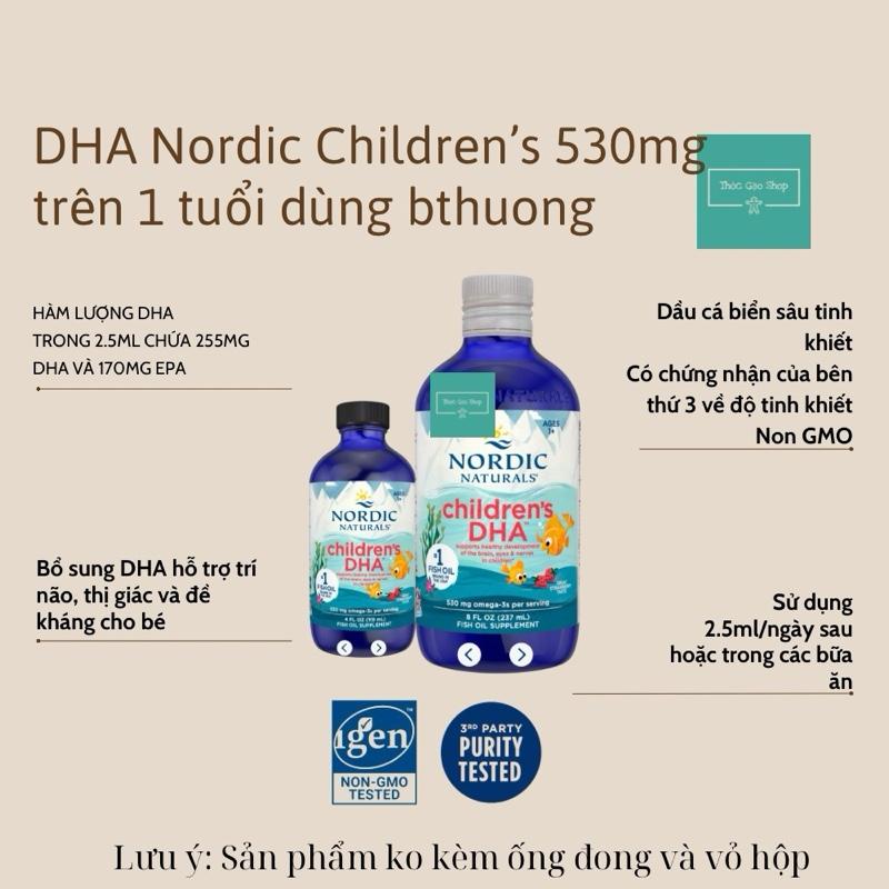 (Hàng nội địa) Siro Nordic Children DHA 530mg đủ size 119ml/237ml cho bé