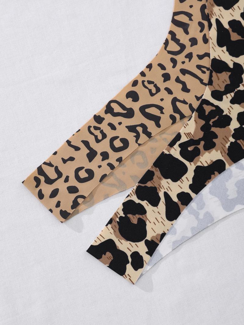 Product Introduction of Women's Solid Color & Leopard Print Thong, Soft Comfy Breathable Panty for Daily Wear, Ladies Underwear for All Seasons 6