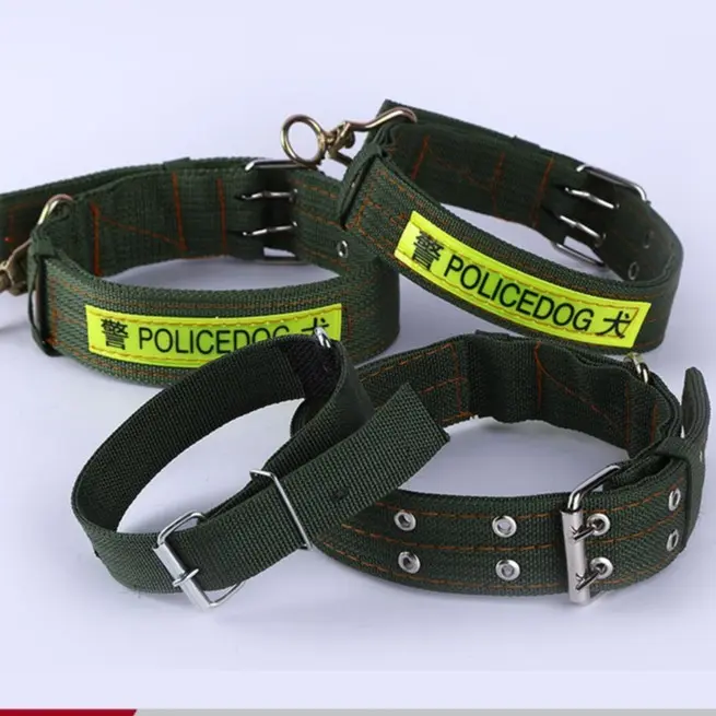 Vòng cổ phản quang POLICE DOG Khoá hợp kim không rỉ cho chó mèo có đệm cổ chắc chắn đủ size