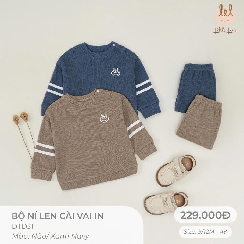 Bộ nỉ len cài vai dành cho bé LIl LITTLE LOVE DTD31