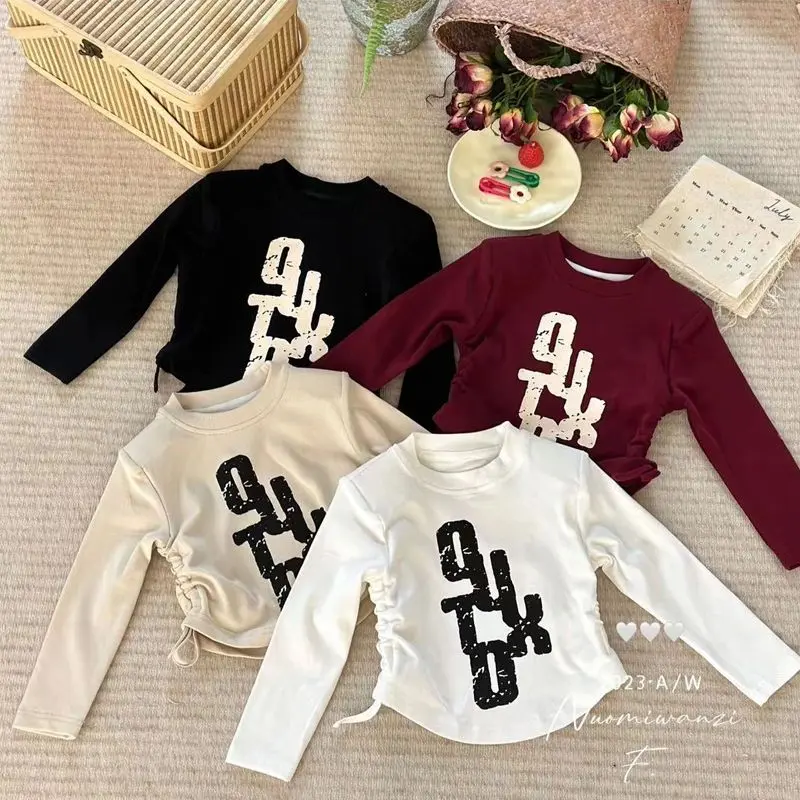Áo Thun Dài Tay Cho Bé Gái, Phong Cách Hàn Quốc, Hàng Mới Về Mùa Xuân Và Mùa Thu, Áo Mặc Bên Trong, Thích Hợp Cho Trẻ Em Trung Và Lớn, Áo Dễ Phối Đồ Thường Ngày Quần Áo Trẻ Em Hợp Xu hướng, Năm 2025