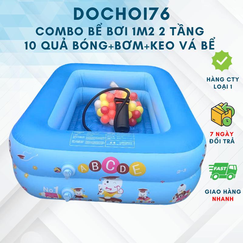 COMBO Bể Bơi Tiến Sĩ 1m2, 1m3, 1m5, Bơm Tay, 10 Quả Bóng, Tặng Bộ Keo Vá Làm Hồ Bơi Cho Bé Tại Nhà Toy