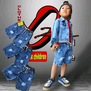 celana jeans pendek sobek untuk anak laki laki Kids street 10-11 tahun