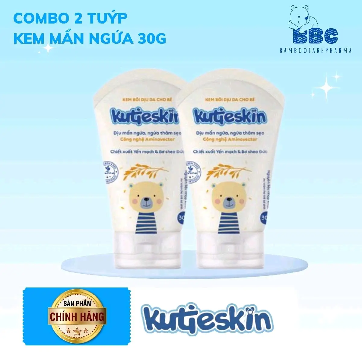 Combo 2 tuýp kem bôi dịu da Kutieskin cho bé tuýp 30g kem  bôi man ngua