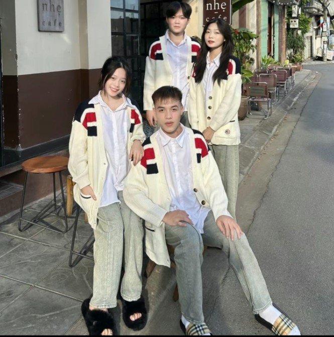 Áo khoác Cadigan viền vai đỏ đen, chất nỉ cotton mềm ấm, cúc cài sịn xò, dáng Unisex 38-60kg 2