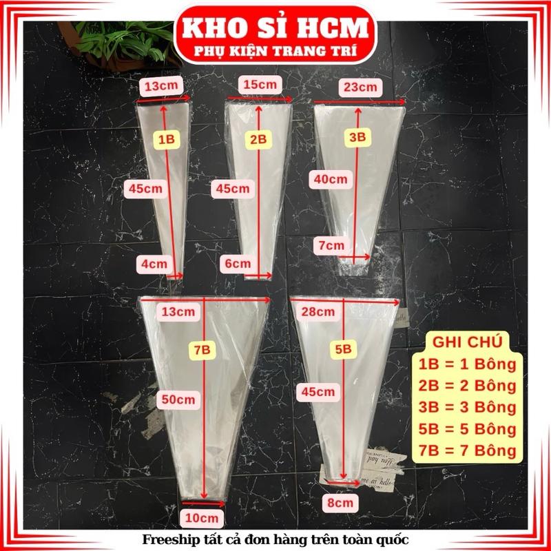  Xấp 50 cái túi đựng hoa trơn dạng giấy bóng kính nhiều bông hoa 