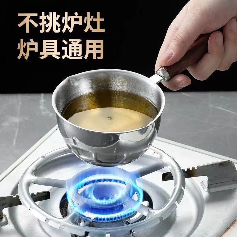 Nồi dầu bằng thép không gỉ, có tay cầm bằng gỗ, có sẵn trong 120ml và 200ml, Thích hợp cho súp và sữa mini bị đổ, chống đóng cặn, dụng cụ nhà bếp, phụ kiện nấu ăn 3