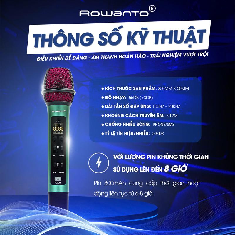 Mic Karaoke Trên Xe Hơi Rowanto Star Pro - Mic Hát Karaoke Không Dây Đa Năng - Công nghệ cải tiến ấm thanh đỉnh cao, chống hút, dung lượng pin lớn - [Bảo hành Chính hãng 12 tháng] 3
