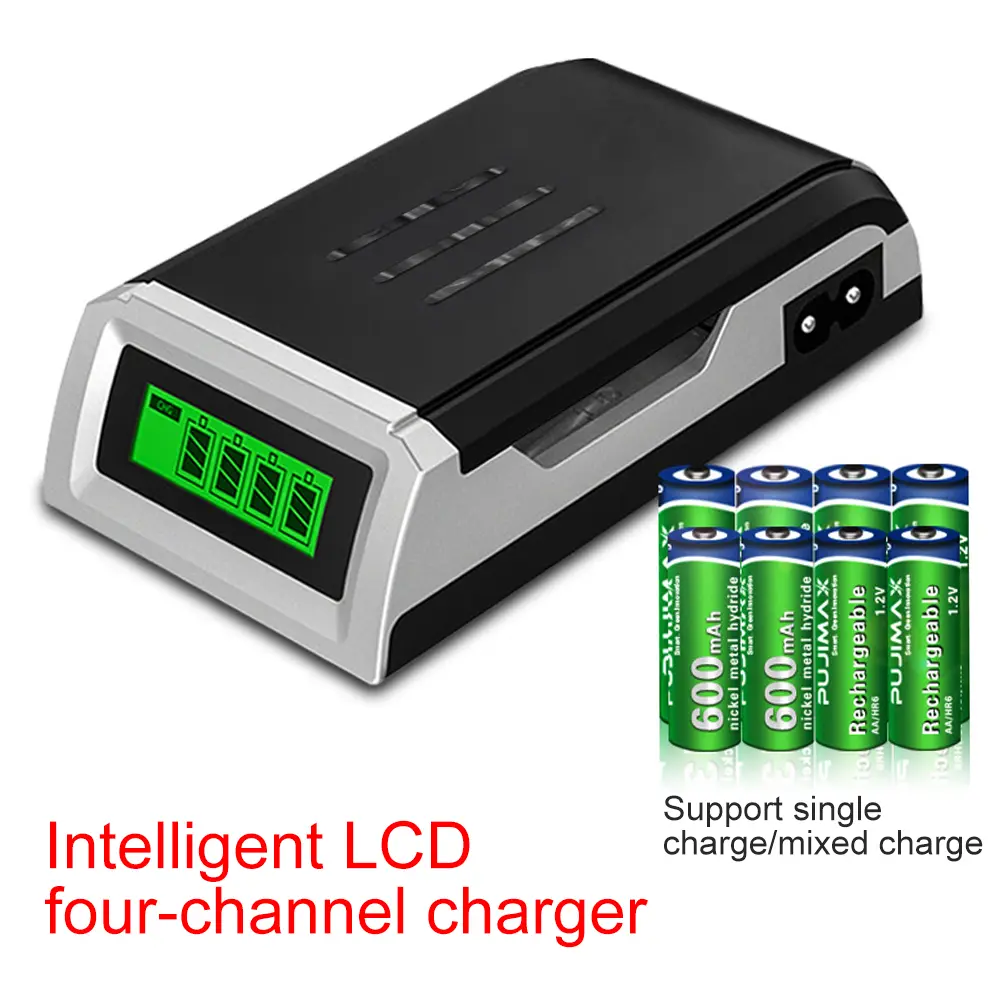 4 Slots EU/US/UK Plug LCD Display AA AAA Lithium Ni-MH Battery Fast Charger