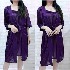 Baju tidur lingerie kimono tricot Satin  Dress Wanita