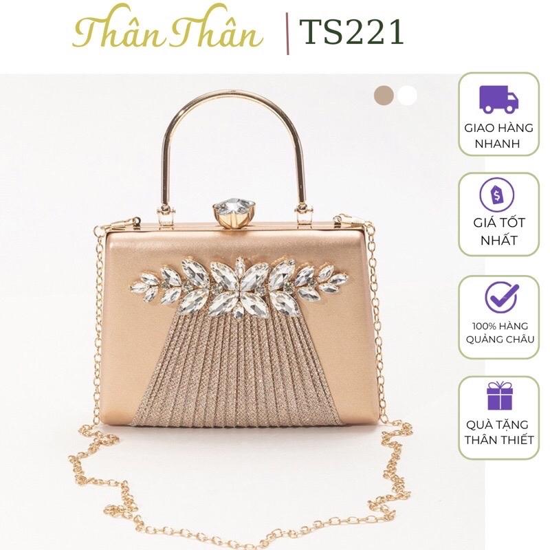 Túi cốp nữ dự tiệc đính hoa đá sang trọng 2