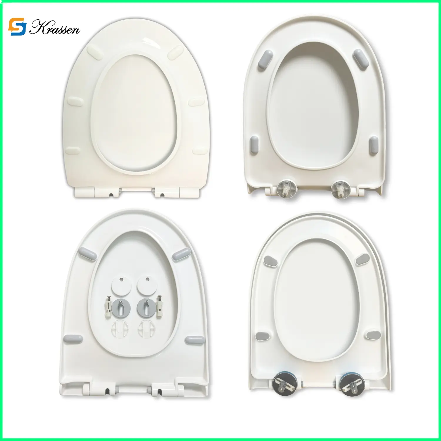 KS 08 Nắp bồn cầu rơi êm, Chữ V, mũi nhọn, mũi tròn. Màu trắng sữa, bóng, bền, đẹp. Chất liệu nhựa PP (Polypropylen) nguyên sinh cao cấp không bị ố vàng xỉn màu.