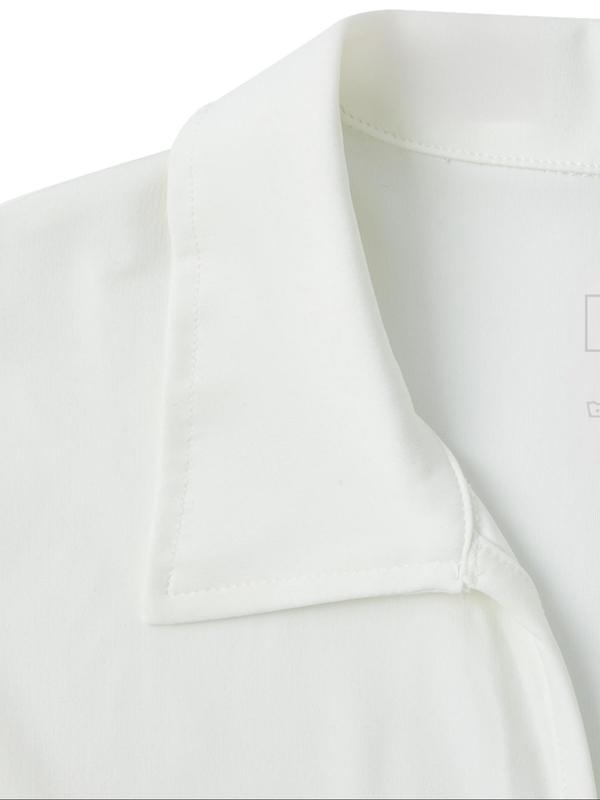 Women's Solid Color Polo Shirt, Casual Short Sleeve Collared T-Shirt for Daily Wear, Ladies Clothes for All Seasons 7