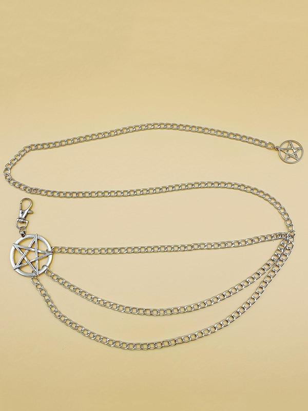 Hollow Out Star Design Chain Belt, Y2k Style Layered Waist Chain, Elegant Clothes Accessories for Women 3