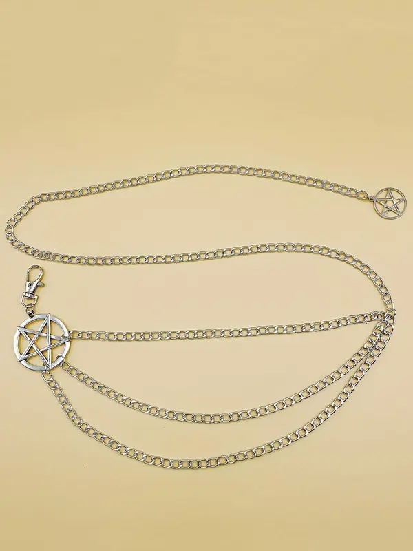 Hollow Out Star Design Chain Belt, Y2k Style Layered Waist Chain, Elegant Clothes Accessories for Women 3