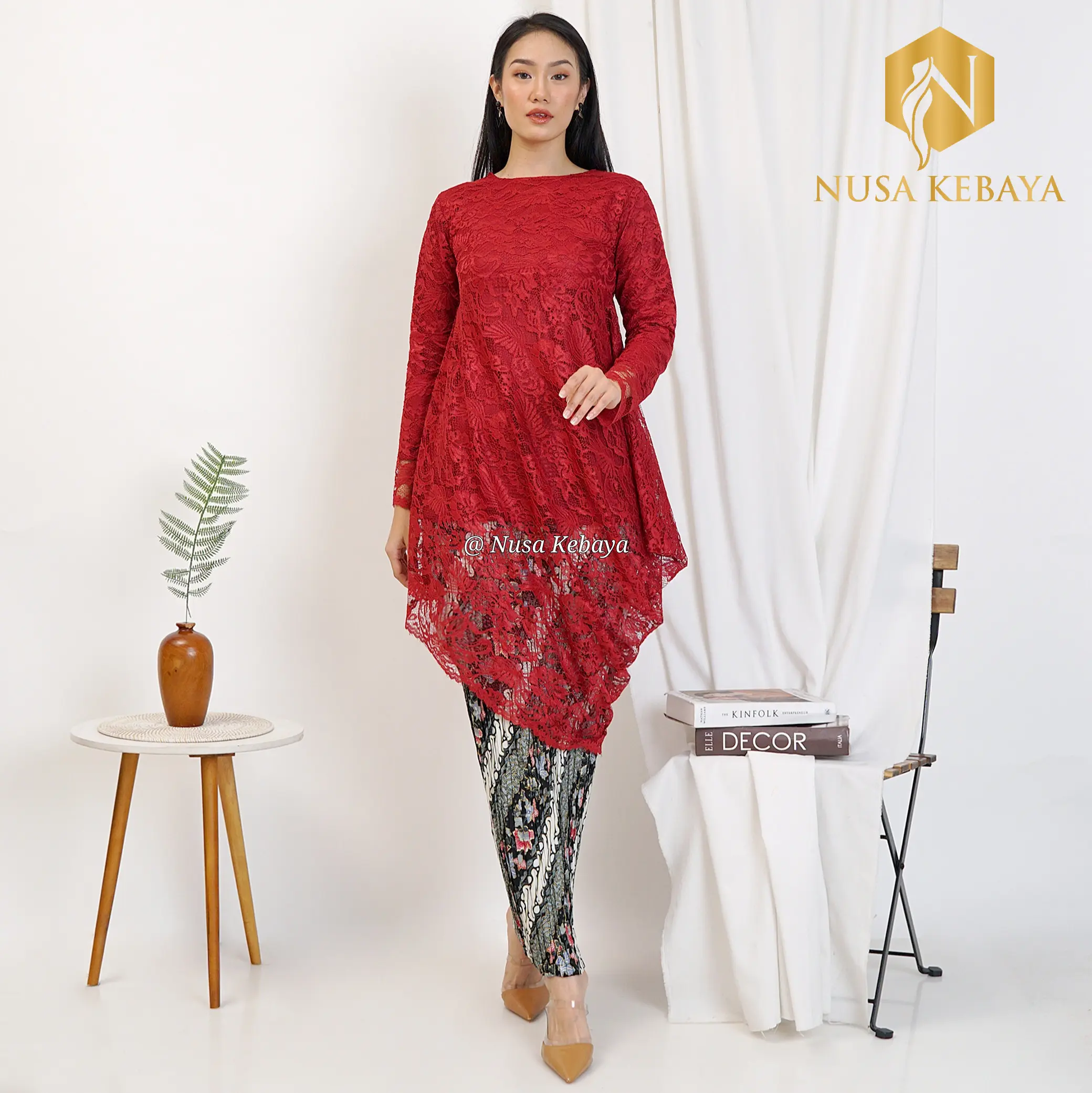 Setelan Tunik Brukat Kondangan Set Rok Plisket Batik Motif Terbaru Kekinian