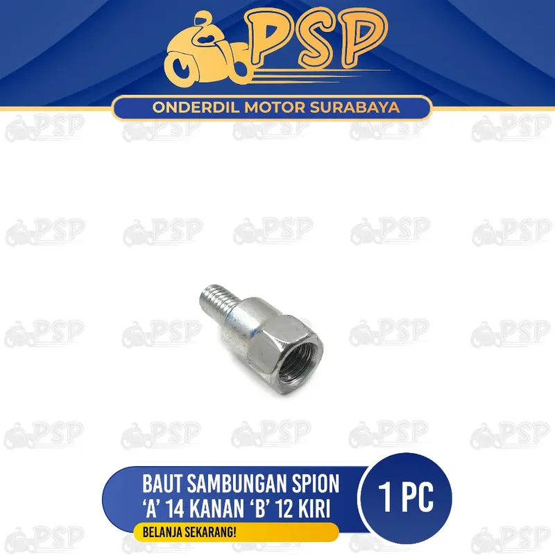 Baut Sambungan Spion Atas 14 KANAN - Bawah 12 KIRI - Baud Peninggi Adaptor Spion Honda Ke Motor 0