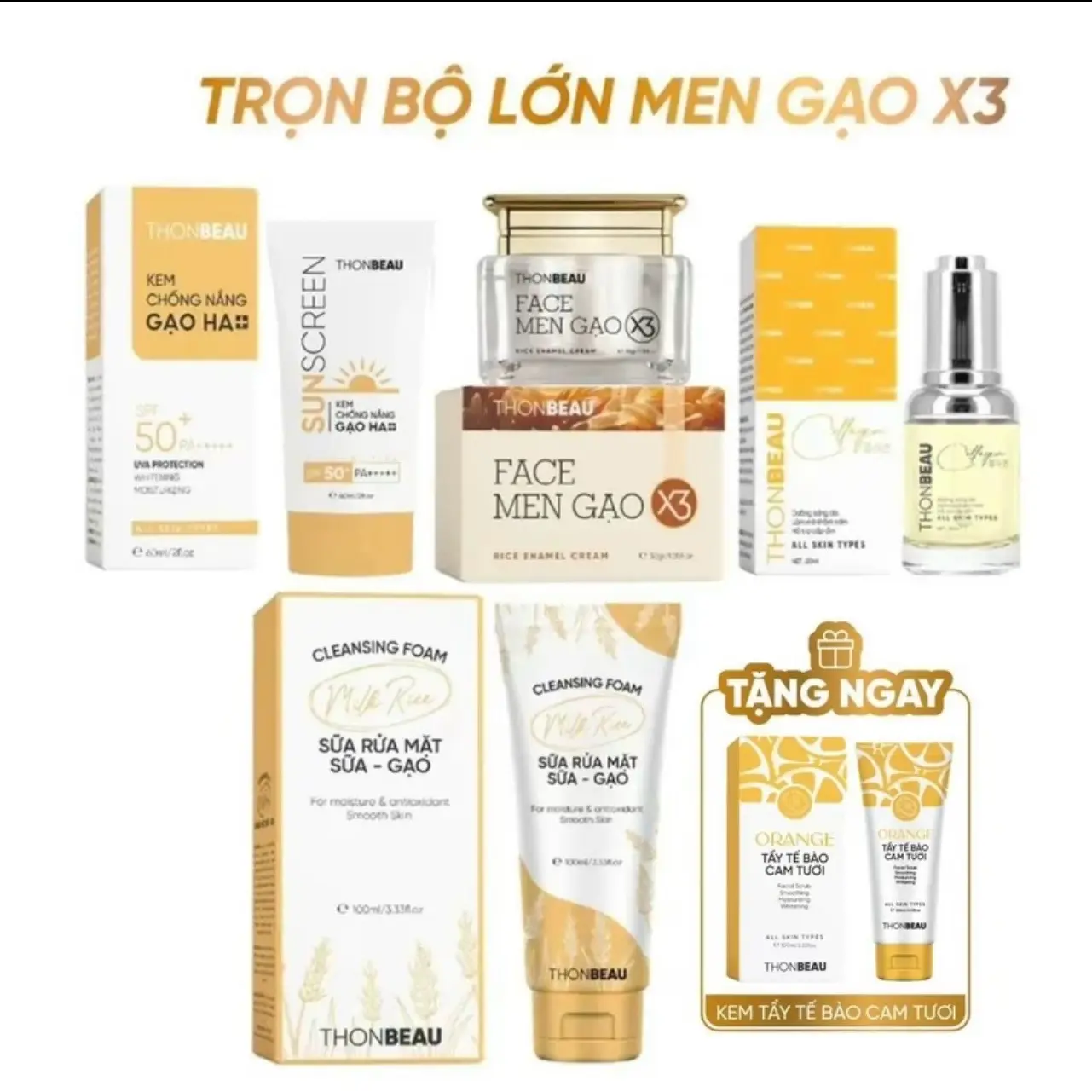 Bộ Kem Men Gạo X3 Skincare Làm Đẹp Da {5 Món} Kem Face skincare