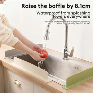 Papan Pemblokir Air Wastafel Dapur Strip Silikon Anti Percikan 73mm Splash Proof Guard Tidak Berbau Fleksibel untuk Countertop Cermin