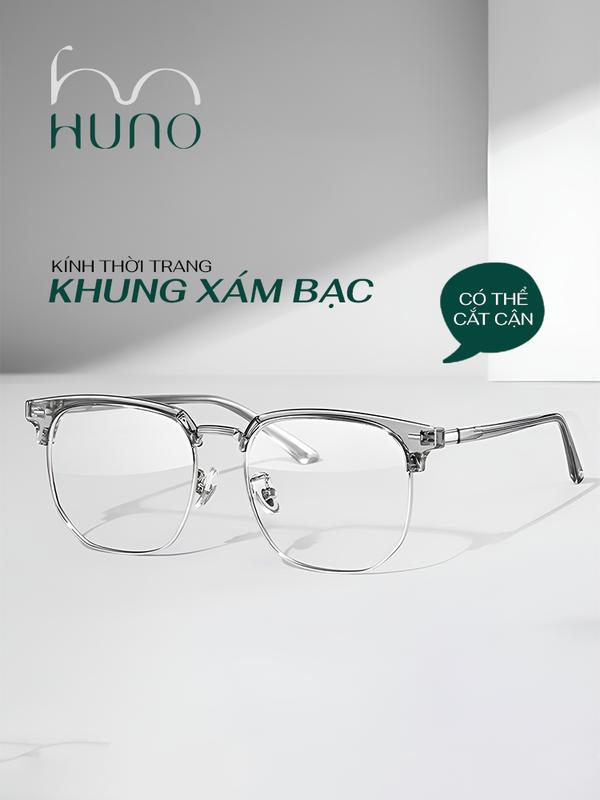 Gọng kính nam nữ HUNO mắt kính gọng vuông tròn kim loại thời trang cao cấp chống ánh sáng xanh chống tia UV - K66