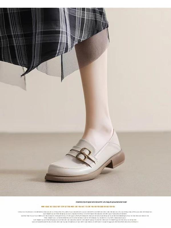 Product Introduction of Yue Chen Loafers Women's 2024 New Spring and Autumn British Style Black Low Heel Leather Shoe Soft Leather JK Pumps Spring 19