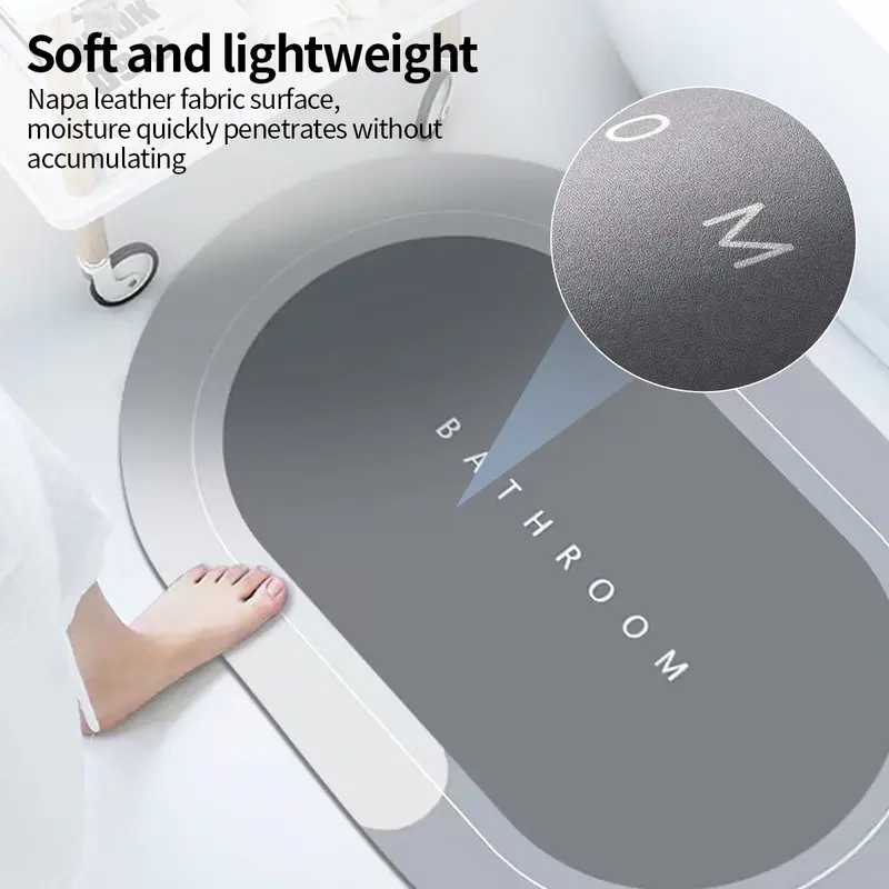 Thảm Lau Chân Silicon cao cấp Siêu Thấm Hút Nước Siêu Mềm Chống Trơn (40x60cm), Thảm Chùi Chân Đế Cao Su Chống Trơn Trượt Nhanh Khô 3
