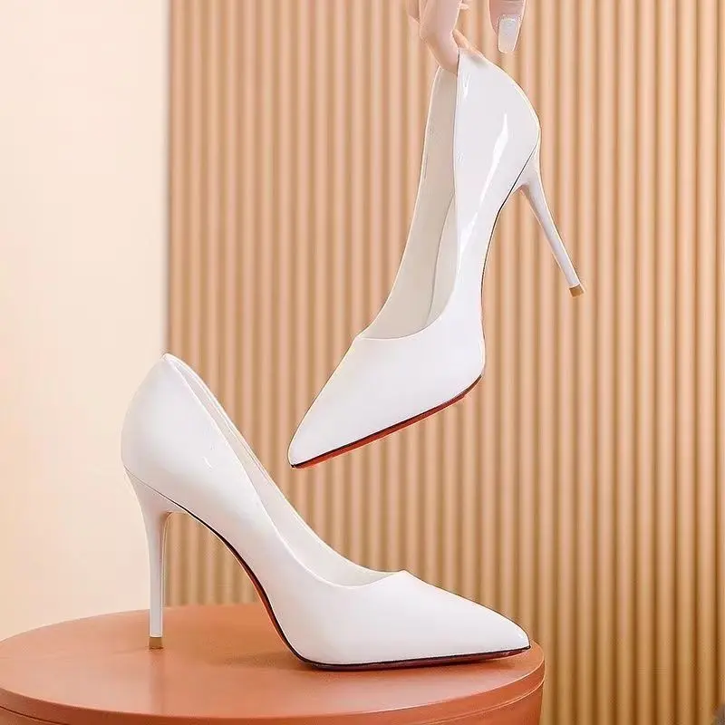 Kasut Tumit Tinggi Berkilat, Tumit Stiletto, untuk Wanita, Niche, Koleksi Musim Bunga Musim Panas 2024, Ketibaan Baru, Kasut Kaki Runcing Potongan Rendah Seksi, Serbaguna, Berkilat, Sesuai untuk Wanita dengan Tumit Langsing, Rasa Niche