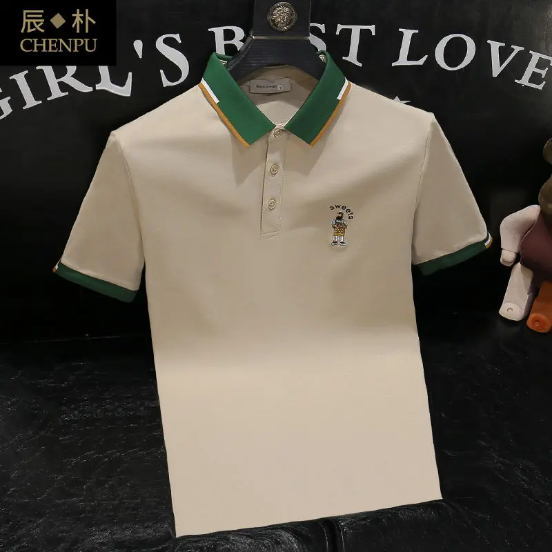 Áo Polo Nam, Thương Hiệu Thời Trang Cao Cấp, Ve Áo Ngắn Tay, Cổ Bẻ Áo, Phong Cách Mùa Hè, Thêu, Dáng Ôm, Hợp Xu hướng, Áo Thun Mới, Bán Chạy, Năm 2025, Thích Hợp Cho Nam