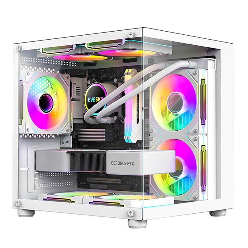 Product Introduction of 270 Degree Glass PC Case Transparent Desktop Computer Tower For M-ATX/ITX Motherboard SSD 7 Air Cooling Fans 320mm Graphic Card 13