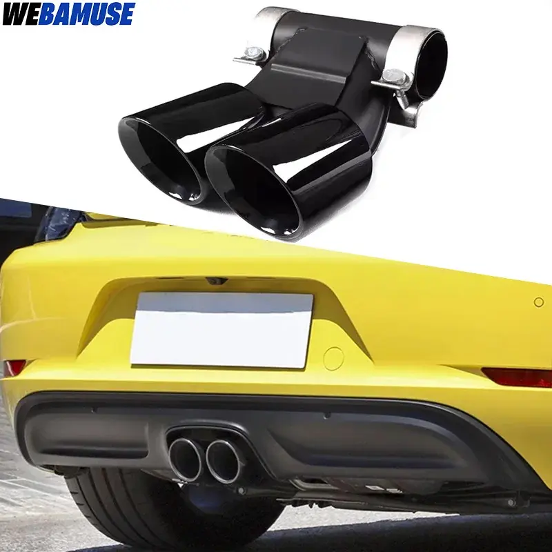 For Porsche 718 Cayman 987 Boxster Rectangle Exhaust Tip Upgrade in The Double Exit Muffler Tail Pipe