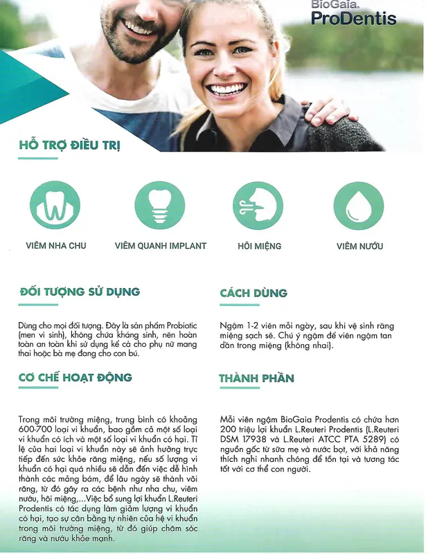 [MUA 1 TẶNG 1] HƠI THỞ SẠCH, HẾT HÔI MIỆNG với Viên ngậm men vi sinh BioGaia ProDentis, NK Thụy Điển, Hộp 30 Viên 1