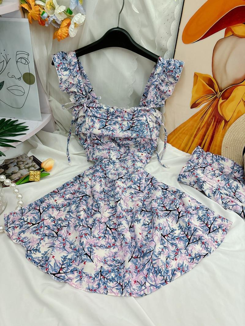 Product Introduction of Set đầm ngắn cánh tiên cột nơ, có mút. Dáng trên gối (kèm quần) 16