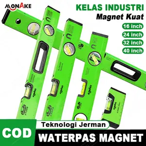 Monake German Level magnetik Waterpass Aluminium Waterpas Magnetic Akurat Perkakas 40/60/80/100CM