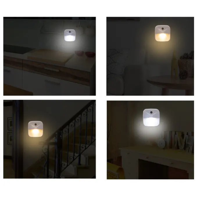 BISA COD L6075 Lampu Tidur LED Model Persegi / Lampu Tidur Sensor / Otomatis Night Lamp Square / Sleep Mini Lamp Square Otomatis Bulat Kamar Kotak White 7