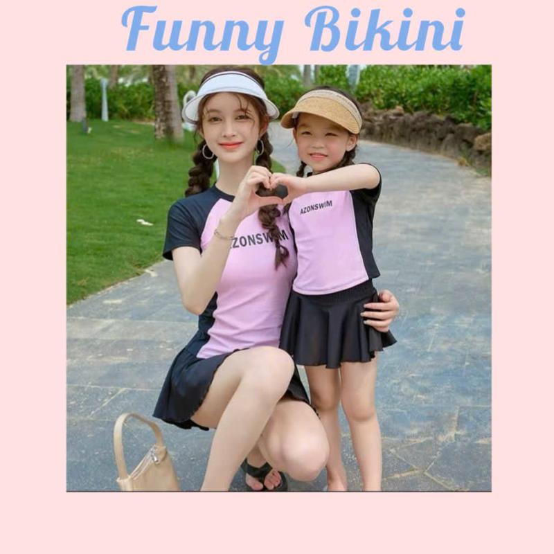 [Size M,L,XL] Bikini nữ đồ bơi cặp Mẹ và Bé 2 mảnh phối váy kín đáo dễ thương FUNNY BIKINI MS-065 Thun SET ĐỒ ĐÔI