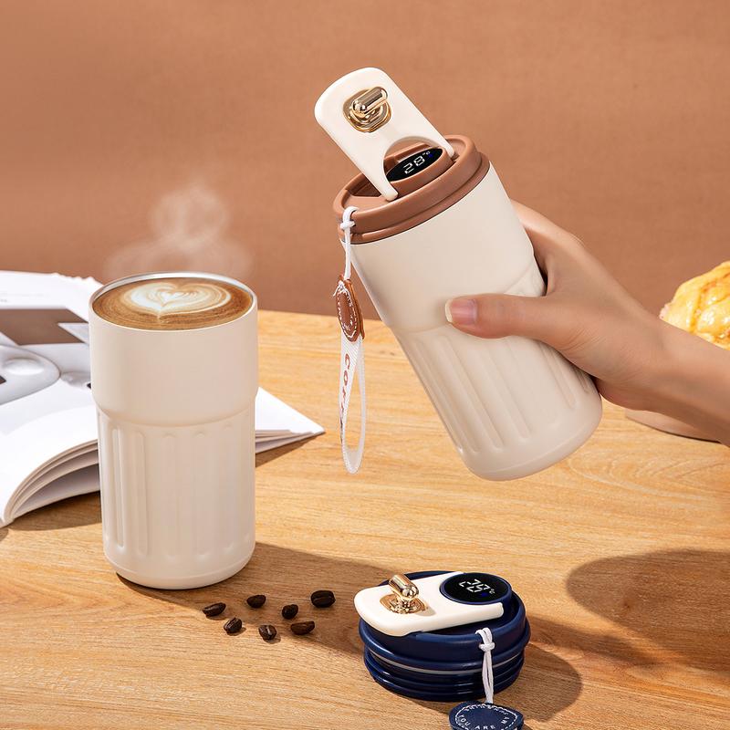 Product Introduction of New Coffee Cup 316 Stainless Steel Insulation Cup Women's Water Cup Intelligent Temperature Display Insulation Cup Cold and Hot Drink Water Cup Office Cup Sports Outdoor Water Cup Gradient Color Water Cup 410ml 5