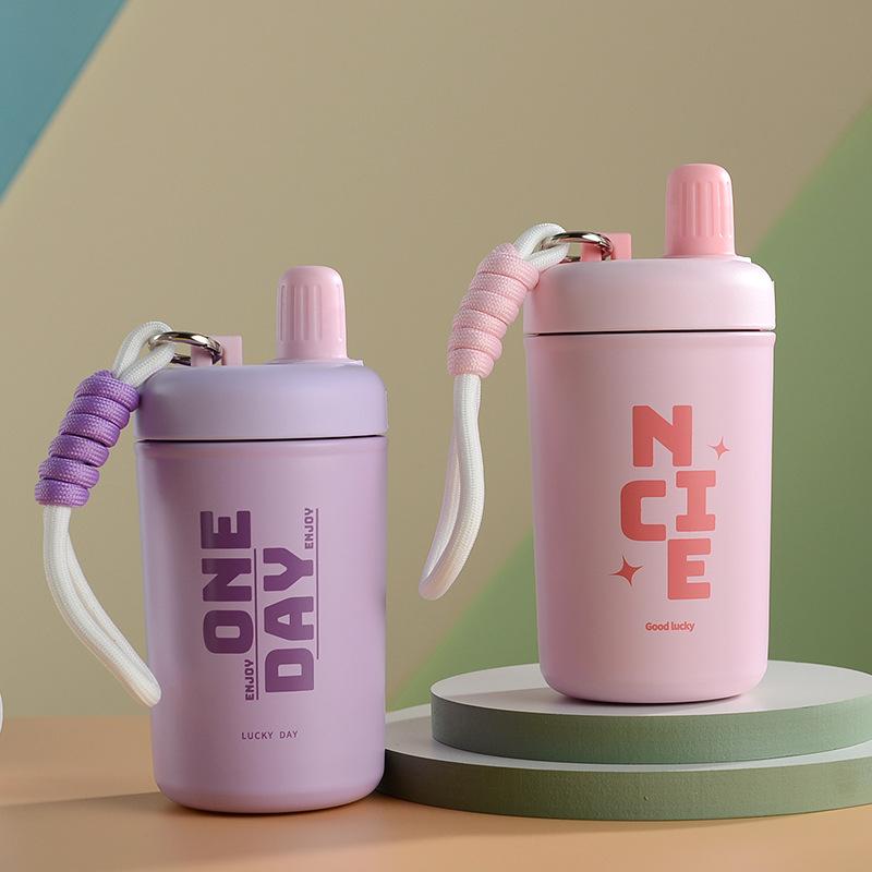 Product Introduction of stainless steel Chihiro thermos cup high appearance level portable thermal insulation with rope straw outdoor accompanying water cup 5