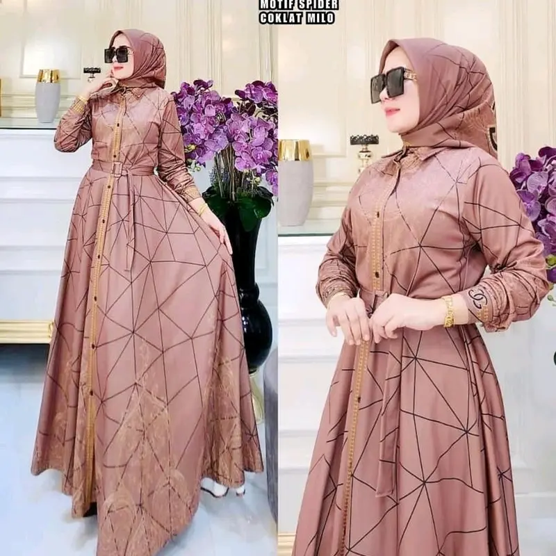 NEW MAXY DRESS SCUBA MOTIF SPIDER BY SYAHIRA 3