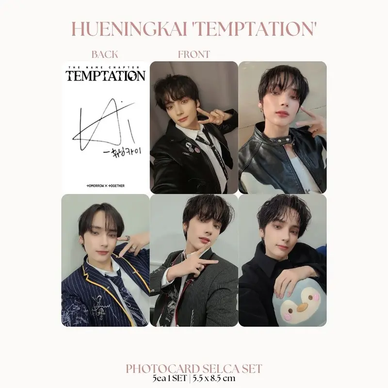 PHOTOCARD TXT SELCA TO DO TEMPTATION 2SISI (ISI 5 PCS + LAMINASI 2 SISI) TANDA TANGAN TTD KPOP IDOL KOREA PREMIUM MURAH UNOFFICIAL YEONJUN SOOBIN BEOMGYU TAEHYUN HUENINGKAI READY STOCK ! 2