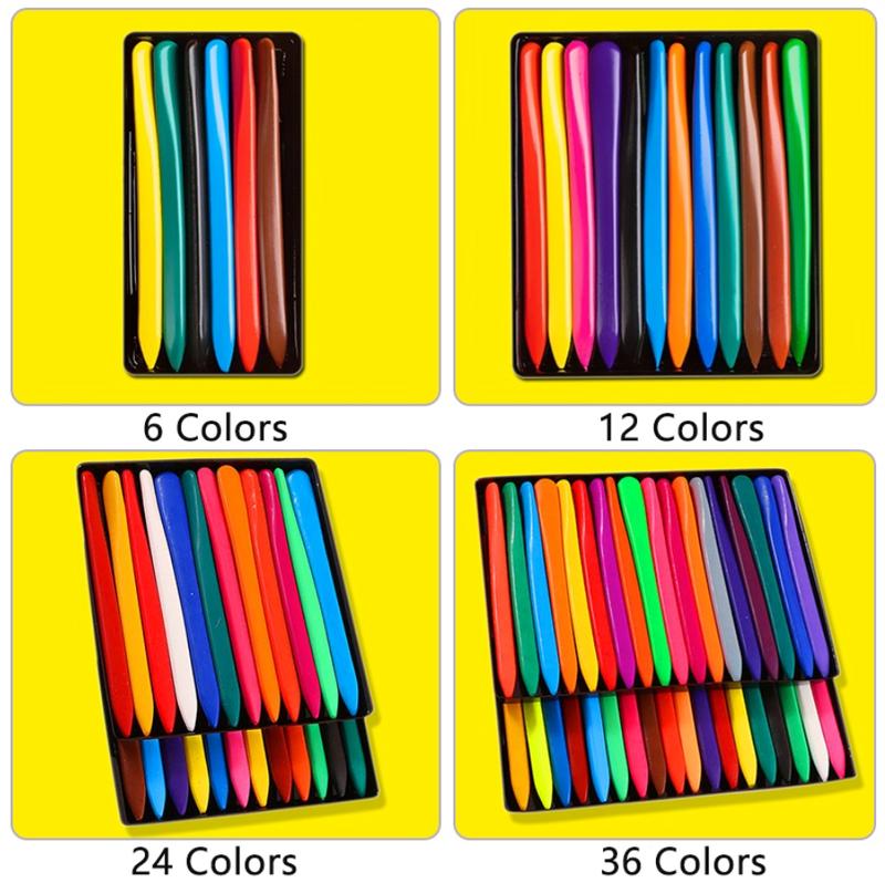 Product Introduction of 6/12/24/36 Colors Triangular Plastic Children's Crayons Toddler Painting Brushes Baby Graffiti Pens Non-Stick Safe Non-Toxic Washable Cray 3