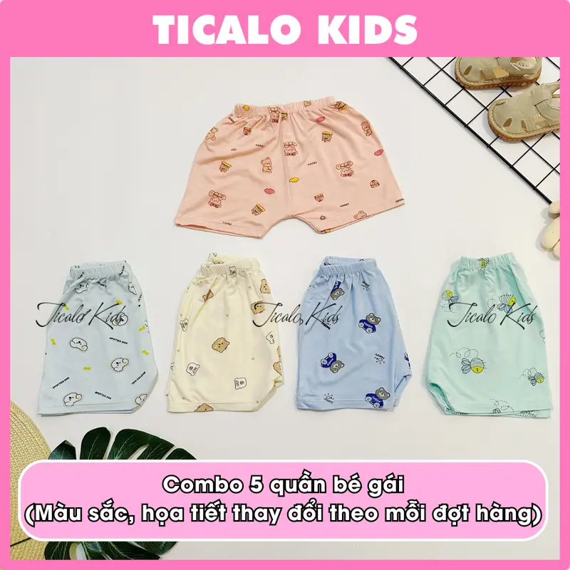 Combo 5 Quần Cộc Sơ Sinh - Chất Thun Lạnh, Petit, Mềm, Mát Cho Bé 5