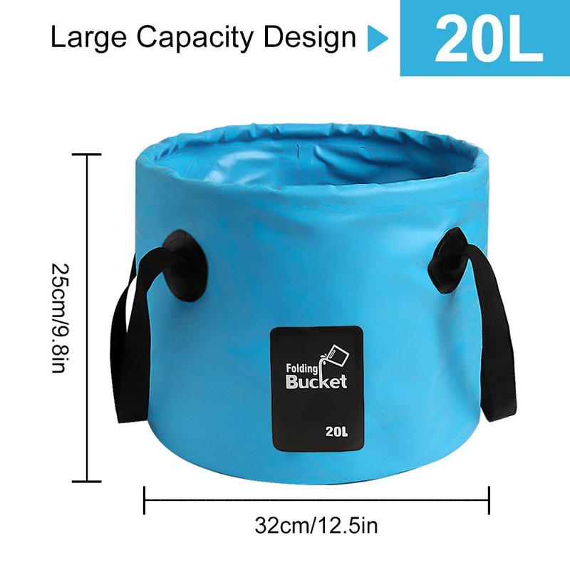 Product Introduction of Foldable Water Bucket, 1 Count Portable Water Storage Bag with Handle, Outdoor Camping Water Bag for Beach Fishing Car Washing, Travel Accessories 1
