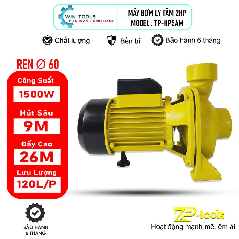 MÁY BƠM NƯỚC LY TÂM TOPTOOLS 2HP MODEL TP-HF5AM, CÔNG SUẤT 1500W CỰC KHỎE, ỨNG DỤNG ĐẨY CAO, HÚT SÂU, HÚT GIẾNG KHOAN, BỂ NGẦM...
